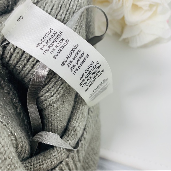 NEW Chico’s Silver Metallic Cape Sweater - Picture 6 of 9